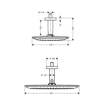 Верхний душ Hansgrohe PuraVida 27390400 хром/белый