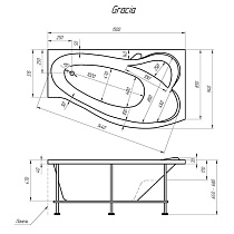 Акриловая ванна Marka One Gracia 150x90 R