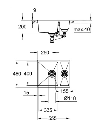 Кухонная мойка Grohe K500 31648AT0 55.5 см серый гранит