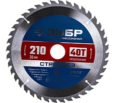 Диск пильный по строительной древесине Зубр Стройрез Профессионал 210х30 мм, 40Т 36931-210-30-40