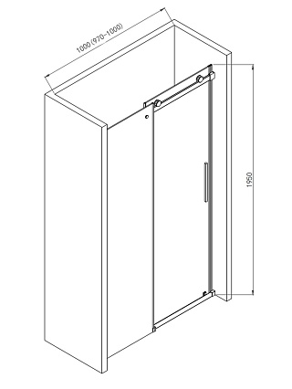 Душевая дверь AQUAme AQM4201F-10 100x195, прозрачное, хром