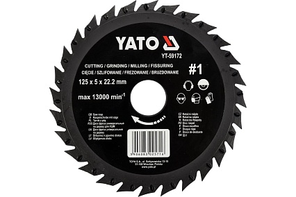 Фреза дисковая универсальная по дереву 125 мм для УШМ Yato YT-59172