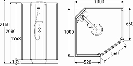 Душевая кабина IFO/IDO Showerama Comfort 100x100 пятиугольный, профиль белый, стекло прозрачное