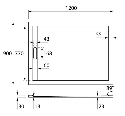 Панель для поддона Cezares TRAY-AS-AH-120/90-100-SCR 120x90