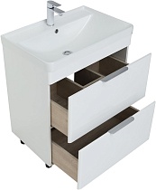 Мебель для ванной Aquanet Ирис new 70 см, напольная 2 ящика, белый глянец