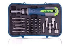 Реверсивная отвертка с набором бит и торцевыми головками, 35 шт. Сибртех 13337