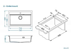 Кухонная мойка Alveus Granital Atrox 40 1140446 79 см серый