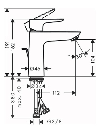 Смеситель для раковины Hansgrohe Talis E 71710990 с донным клапаном, золото