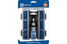 Отвертка-рукоятка с набором бит КОБАЛЬТ CR-V, 25 бит, 26 бит для точных работ + адаптер, пластиковый бокс,53 предмета 915-076