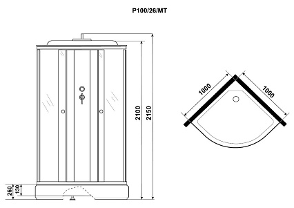 Душевая кабина Niagara Promo P100/26/MT 100x100 стекло матовое, без г/м
