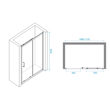 Душевая дверь RGW Passage PA-14B 110x195, прозрачное стекло, черный