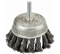 Корщетка чашечная 75 мм, со шпилькой, стальная витая проволока для дрели КУРС 38478