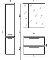 Зеркальный шкаф Raval Quadro/Fest 75 см Qua.03.75/W белый