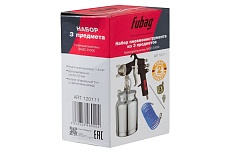 Набор пневмоинструмента Fubag Basic S1000 3 предмета, краскораспылитель с нижним бачком 1 л, спиральный шланг 5 м, доп. сопло 2 мм с воздушной головкой и иглой 120111