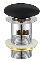 Донный клапан Cezares CZR-SAT7-NERO, click-clack, с переливом, черный матовый