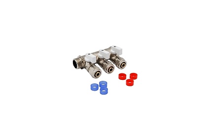 МП коллектор Rvc 3/4 гш-1/2 ш с кранами, 3 выхода (в комплекте ЕК 16x1/2 ) 10883