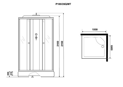 Душевая кабина Niagara Promo P100/26Q/MT 100x100 стекло матовое, без г/м