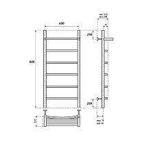 Полотенцесушитель водяной Point PN04148P П5 40x80, с полкой, хром