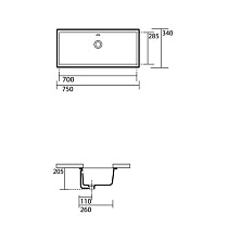 Раковина Kerasan Slim 22501 75 см белый