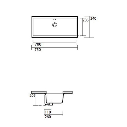 Раковина Kerasan Slim 22501 75 см белый