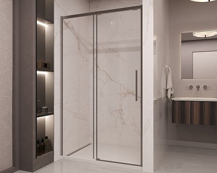 Душевая дверь Vincea Stella VDS-1ST120CLGM 120x200 вороненая сталь, прозрачная