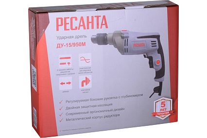 Ударная дрель Ресанта ДУ-15/950М 75/8/4