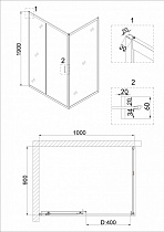 Душевой уголок Niagara Nova NG-82-10АВ-А90В 100x90 прозрачный, черный