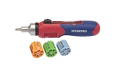 Реверсивная отвертка с храповым механизмом и автоматической сменой бит WORKPRO 24 насадки WP221056