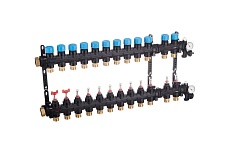 Композитная коллекторная группа Henco с расходомером (0-3л) и термометром, 1&quot; - 12x3/4&quot;EK UFH-0605MDK12-03L