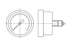 Манометр от 0 до 2.5 бар из нержавеющей стали, D63 мм, NPT 1/4&quot;, штуцер сзади по центру A-Flow G32-S-4N-63B-2,5bar