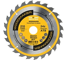Диск пильный по дереву WoodMaker 210x30 мм, Z=24, АТВ Diamond Industrial DIDD210Z24