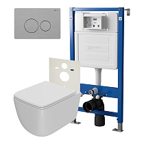 Комплект Point PN48016SB унитаз Меркурий PN41831 + инсталляция Элемент PN45120 + кнопка Виктория PN44061SB сталь брашированная