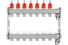 Коллекторная группа из нержавеющей стали ColSys 802 7 выходов, с расходомерами, термостатическими и дренажными клапанами и воздухоотводчиками 180222507