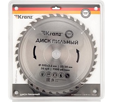 Диск пильный по дереву 300x32/30 мм, 36 зубьев Kranz KR-92-0132