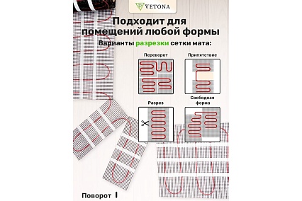 Мат нагревательный VETONA 150 Вт/1.0 м2 096414