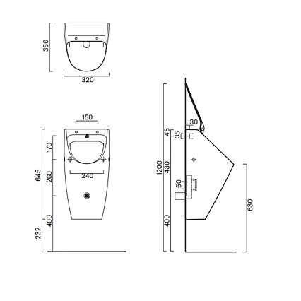 Писсуар Catalano Comfort 0932641001 белый глянец