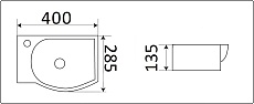 Раковина CeramaLux N78404R 40.5 см правая