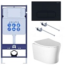 Подвесной унитаз SET Aquatek Ника-017 4в1, кнопка черный матовый