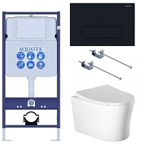 Подвесной унитаз SET Aquatek Ника-017 4в1, кнопка черный матовый