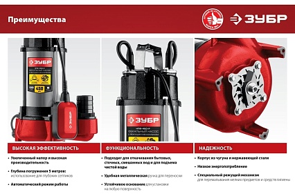 Фекальный насос с режущим механизмом Зубр НПФ-450-Р
