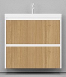 Тумба с раковиной Velvex Klaufs 80 см подвесная, 2 ящика