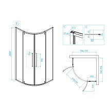 Душевой уголок RGW Stilvol SV-53B 80x80, черный, прозрачное, четверть круга