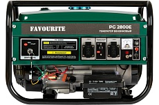 Бензиновый генератор Favourite 2,5/2,8 кВт, 7 л.с., 3000 об/мин, 15 л, 196 см3, 360 г/кВтч, электростартер PG 2800E