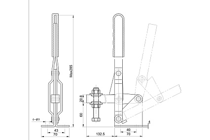 Зажим с вертикальной рукоятью HS CLAMP HS-101-H