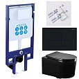 Подвесной унитаз SET Aquatek Мия-MB-017 4в1, кнопка черный матовый