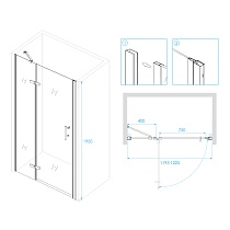 Душевая дверь RGW Passage PA-07B 120x195, прозрачное, черный, L