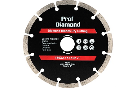 Диск алмазный отрезной по бетону и камню Prof Diamond TGS 150x22.2xZ12/7x2.1мм TORGWIN S67067