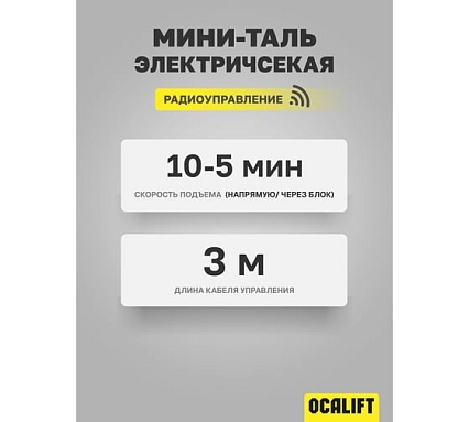 Мини таль электрическая стационарная OCALIFT PRO PA-1000 500/1000кг 20м радиоуправление 220в pro1000n20rc