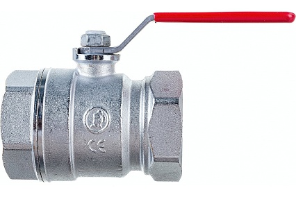 Шаровой кран Giacomini R250D 1 1/4", внутренняя/внутренняя, ручка-рычаг красный, хромированный R250X006