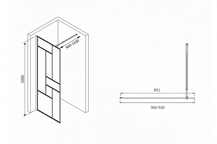 Душевая перегородка Abber Immer Offen 90x200 AG63090B черный
